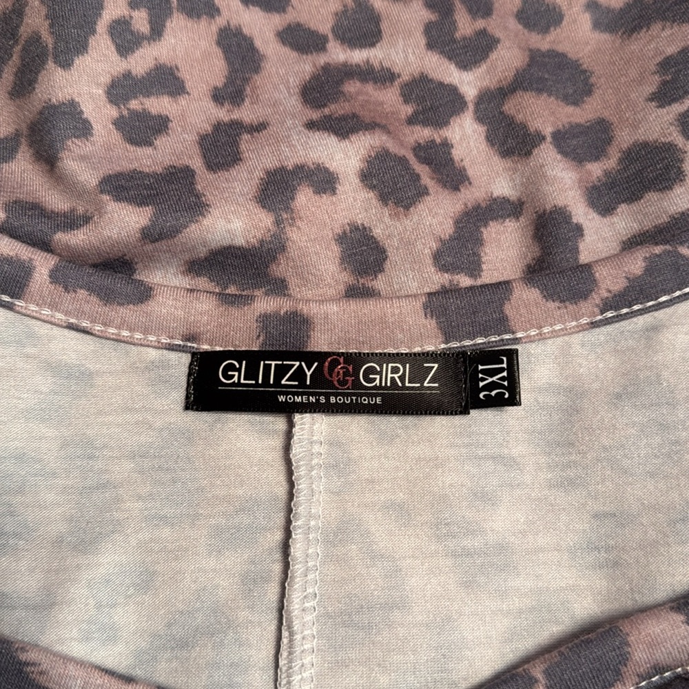 Glitzy Girlz Leopard Print Sleeveless Top - Picture 3 of 3
